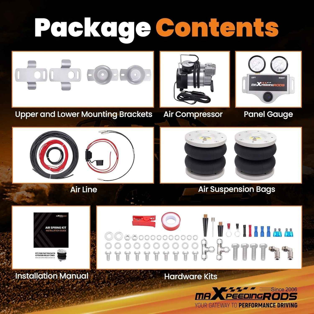 MXPR Air Suspension Kit Dual Gauge Fiat Ducato Peugeot Boxer Citroen Relay 94-24