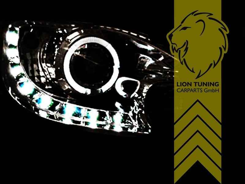 LTG Pair LED DRL Halo Lightbar Headlights Peugeot 107 05-12 black LHD