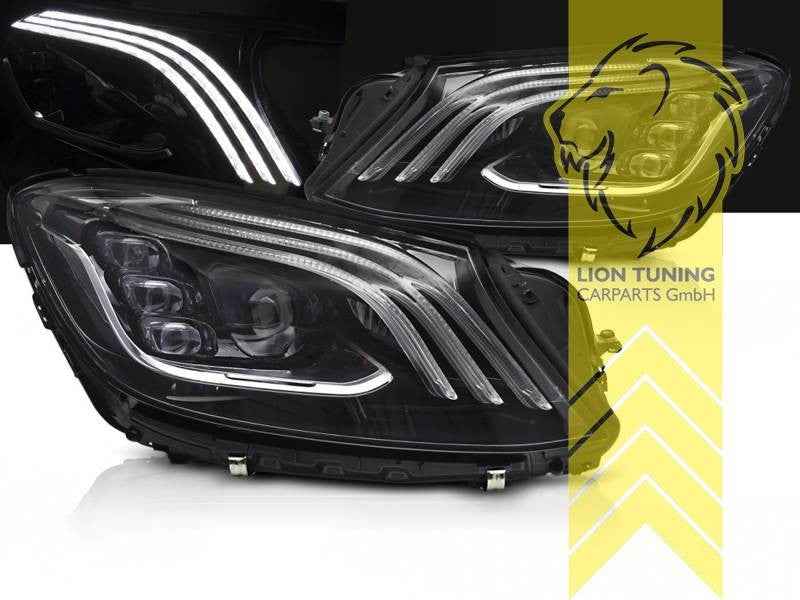 LTG Pair LED DRL Headlights Mercedes S-Class W222 13-17 black LHD