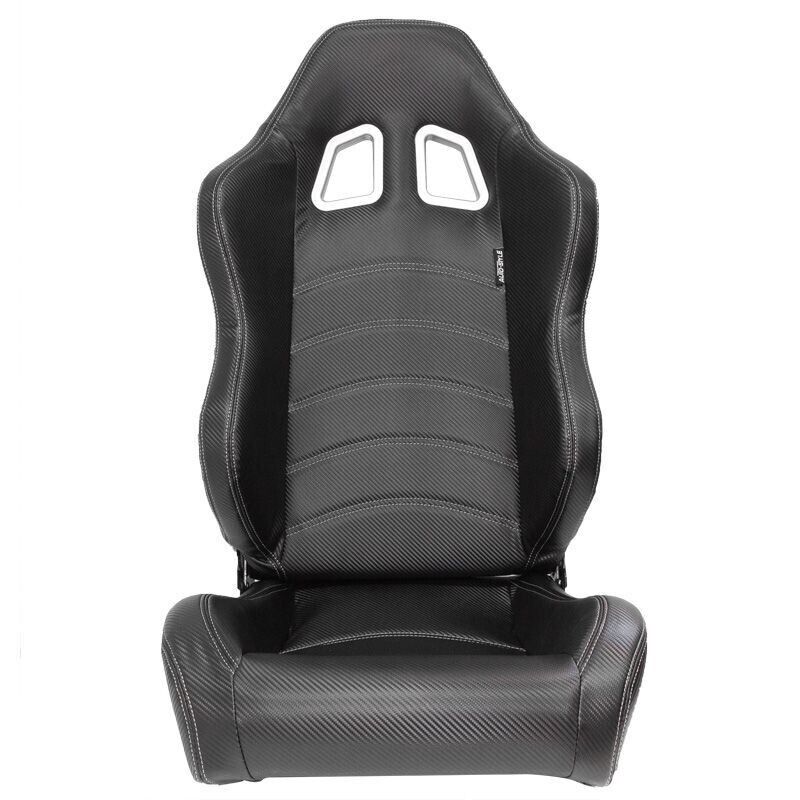 Auto-Style x1 Universal Carbon Fibre Weave Bucket Seat Black Synthetic leather +slides