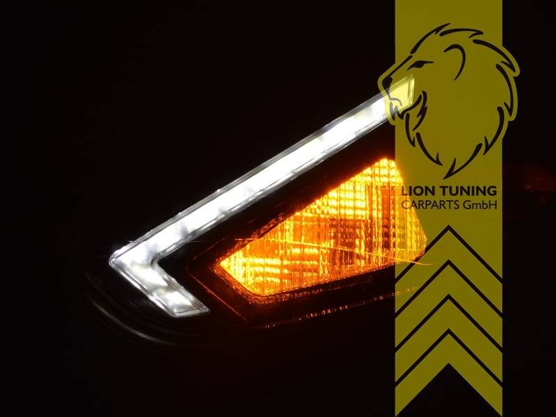LT Pair LED DRL Lightbar Headlights OSRAM Bi XENON Ford Focus 3 black 11-14 LHD