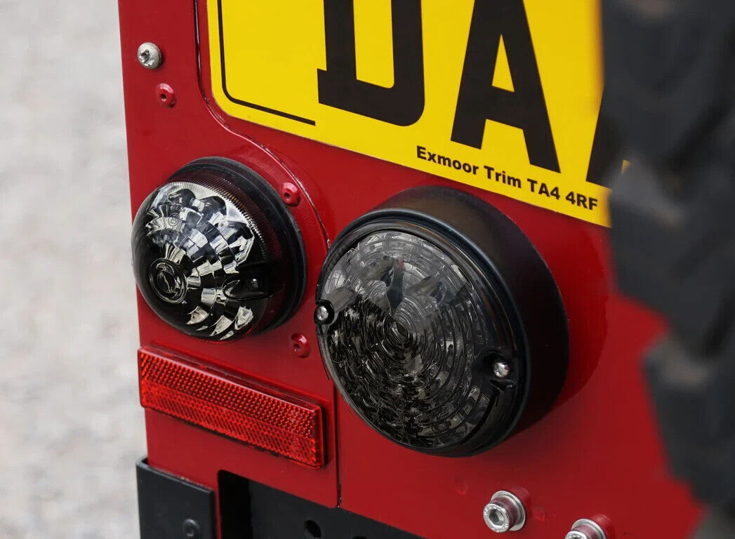 95mm NAS Rear LED Lamp Rear Lights Smoked Lens Kit Black Land Rover Defender LD