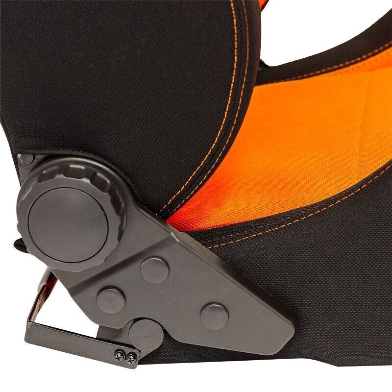 AUTOSTYLE Eco x1 Universal Sports Bucket Seat Black & Orange Stitch + runners