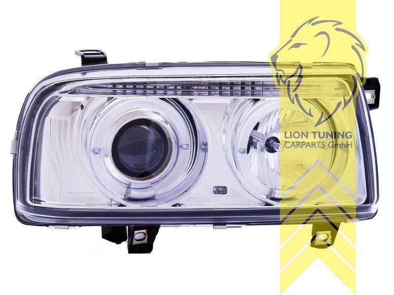 LTG Pair LED DRL Halo Ring Headlights VW Vento 1H2 91-98 Chrome LHD