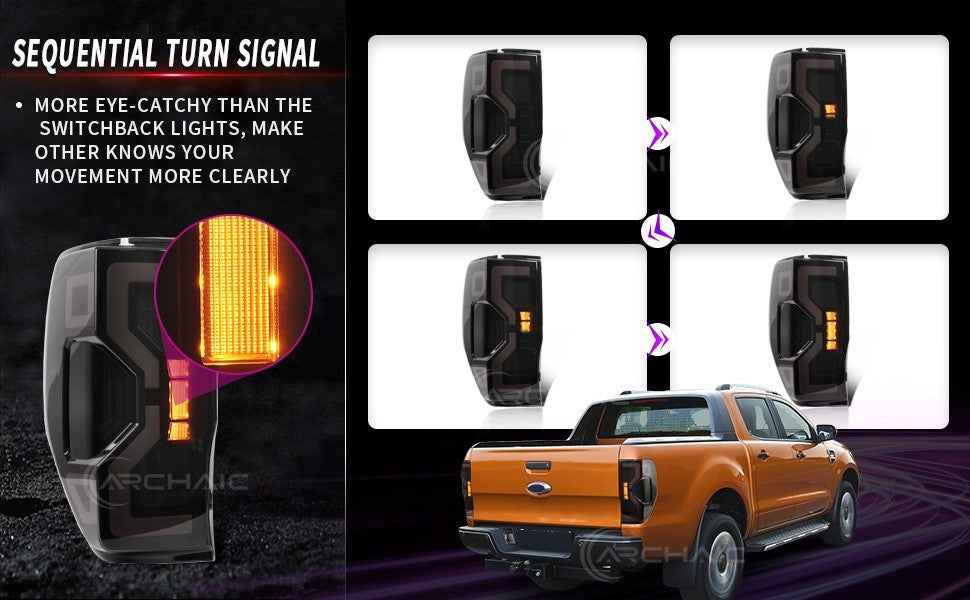 AC Pair Seq Animated LED DRL Rear lights Tail Lamps Ford Ranger T6 T7 12-21