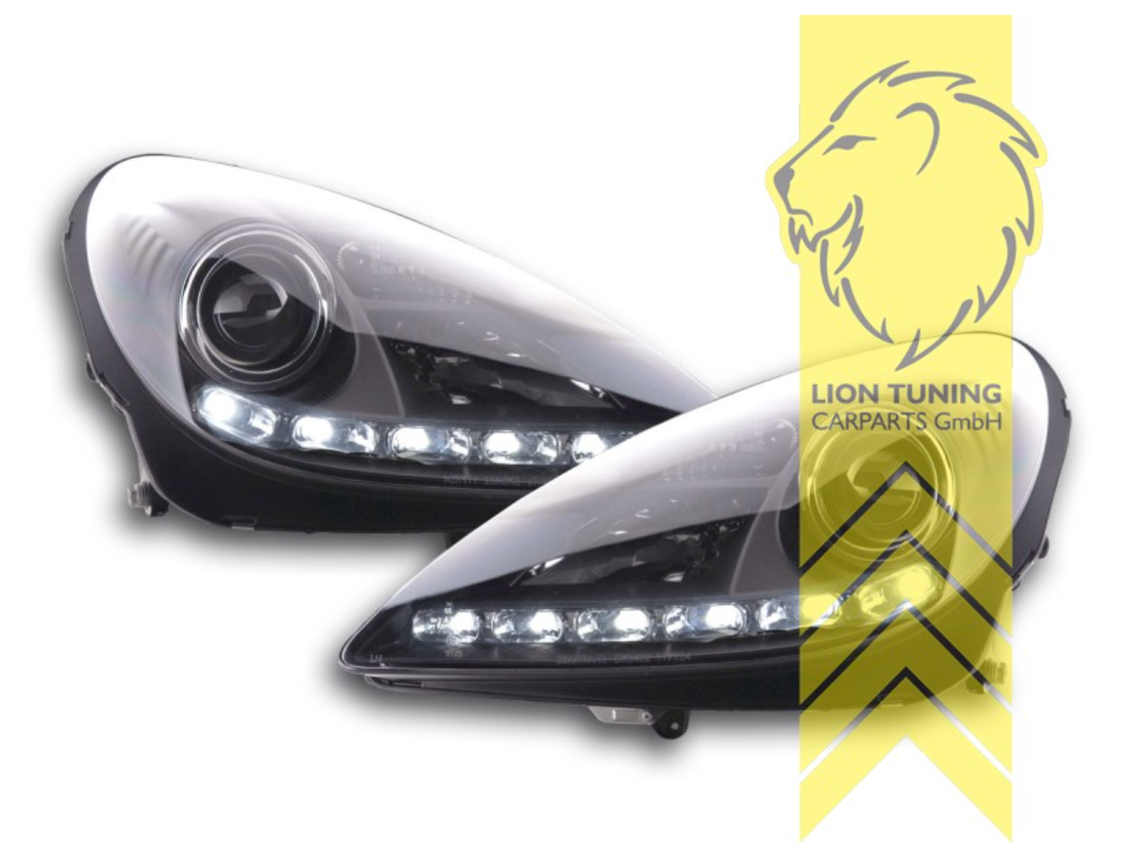 LT LED DRL Halo Ring Eye Halogen Headlights Mercedes Benz SLK R171 04+ black LHD