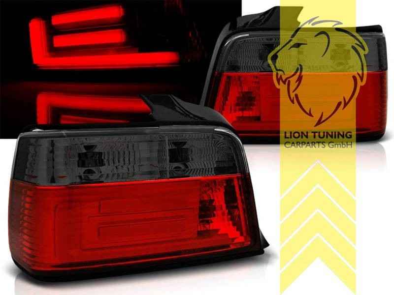 LTG Pair LED Aftermarket Rear Lights BMW E36 Sedan Facelift 90-99 red black LHD