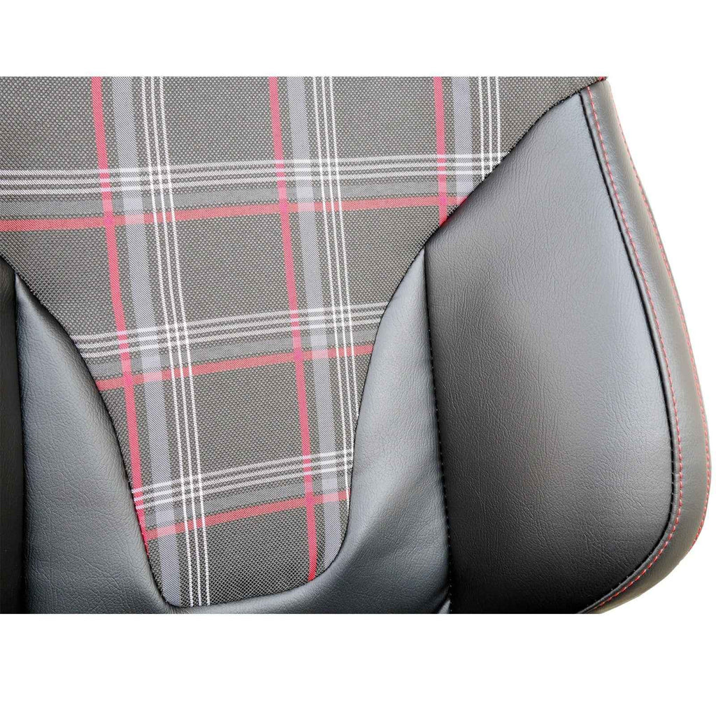 Simoni Universal Pair Red & Black Check Tartan GTi Car Bucket Seats + slides