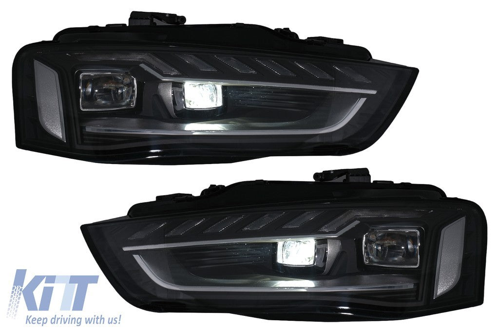 KT LUXE Pair Full LED DRL Seq Dyna Headlights Audi A4 B8.5 Facelift 12-15 LHD