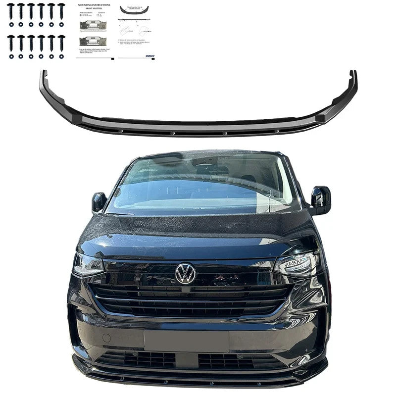 OW Front Bumper Splitter VW Transporter T7 24+ ABS Gloss Black