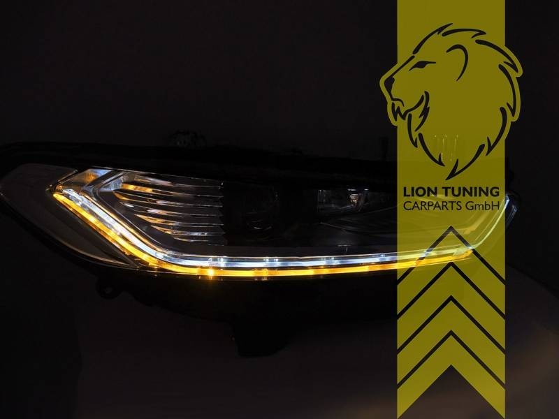LTG Pair LED DRL Lightbar Headlights Ford Mondeo 5 14-19 black LHD EXPORT ONLY