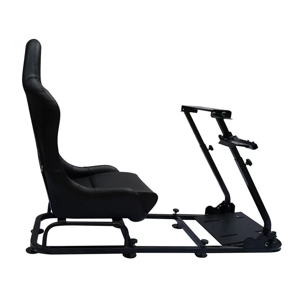 FKA LUXE Driving Game Sim Racing Simulator Frame + Folding Seat + Mat Black
