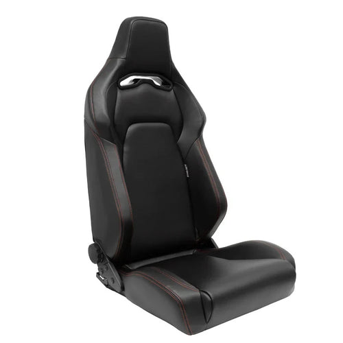 ATST x1 Universal Car Van Camper Sim Bucket Seat Black Synth Leather Red Stitch