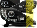 LTG Pair LED DRL Halo Lightbar Headlights Peugeot 107 05-12 black LHD