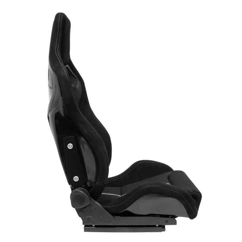 ATS x1 Universal Recline Bucket Seat ‎Black Suede + Grey Mesh Fabric + runners