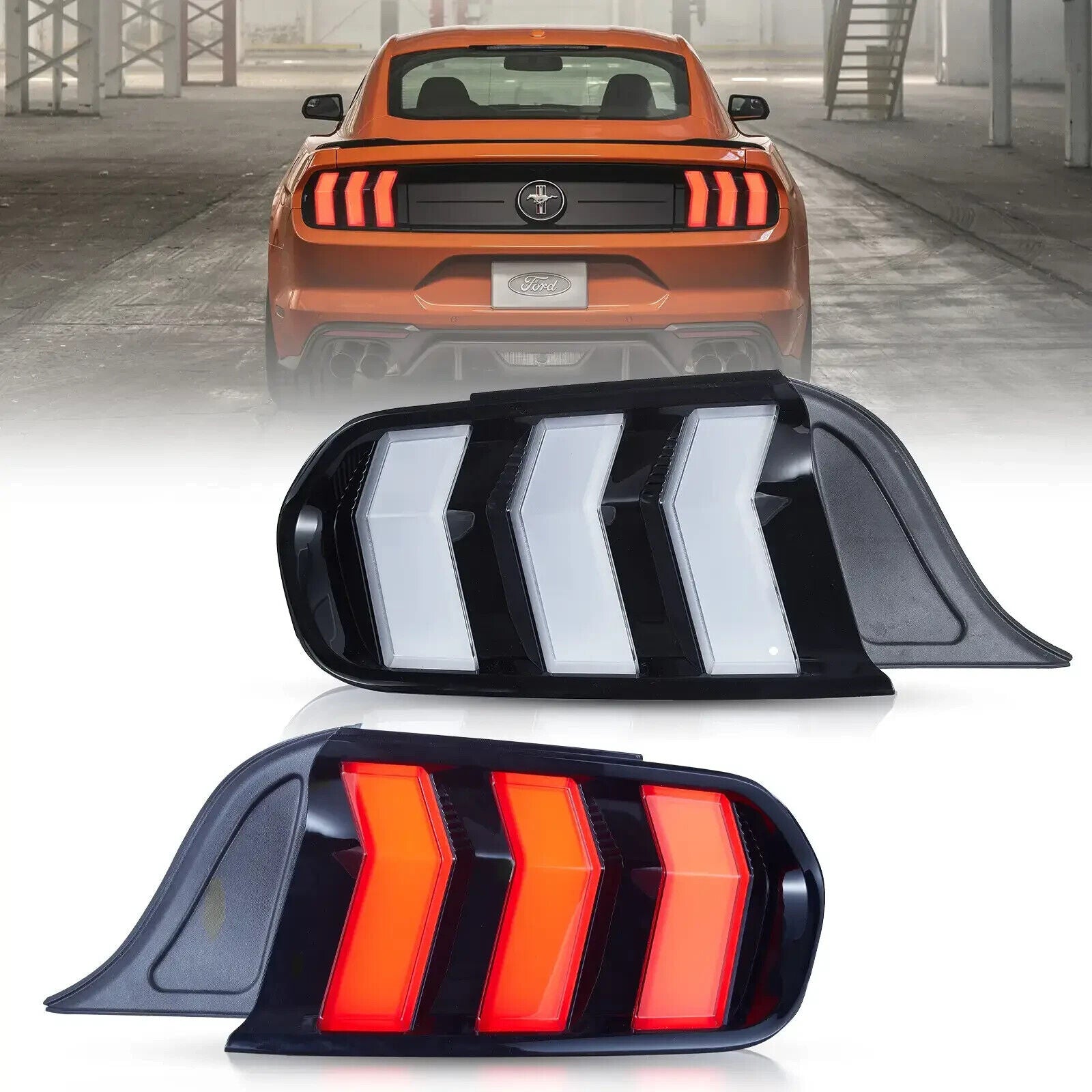 VLAND 15-23 Ford Mustang 6 MK6 S550 5 Mode Dynamic Lightbar LED DRL Rear Lights