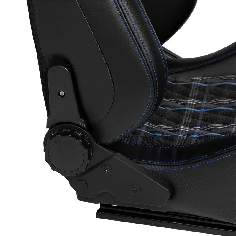 ATST x1 GT Universal Bucket Seats Check Plaid Checkered Tartan Blue + slides