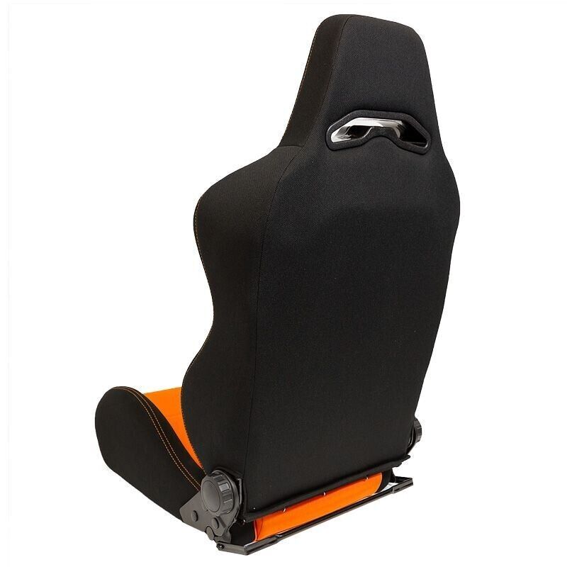 AUTOSTYLE Eco x1 Universal Sports Bucket Seat Black & Orange Stitch + runners