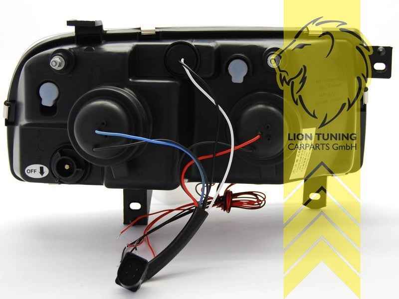 LTG Pair LED DRL Halo Ring Headlights VW Vento 1H2 91-98 Chrome LHD