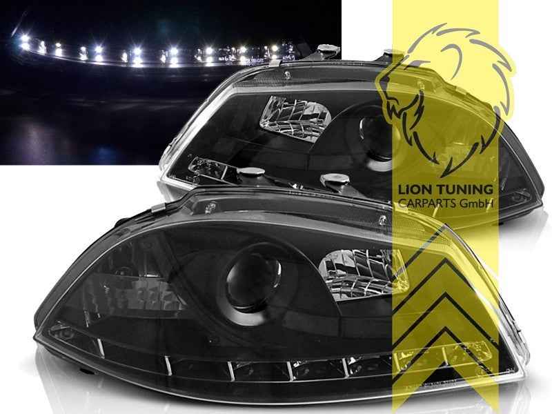 LTG Pair LED DRL Lightbar Headlights Seat Ibiza 6L 6L1 6L2 FL 02-09 black LHD