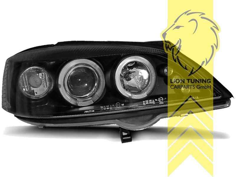 LTG Pair LED DRL Halo Ring Headlights Opel Astra G CC F67 98-04 black LHD