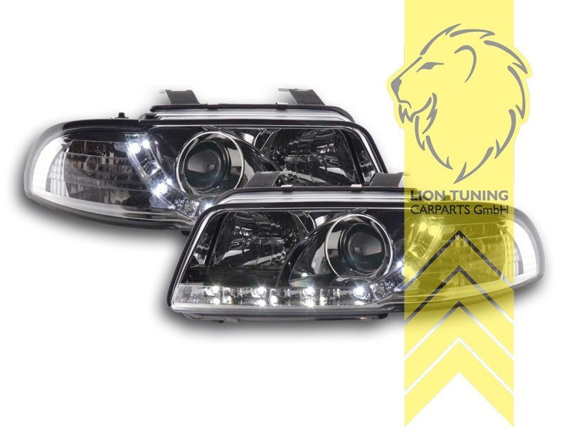 LT Pair LED DRL Halo Headlights Audi A4 B5 8D Limousine Avant chrome LHD