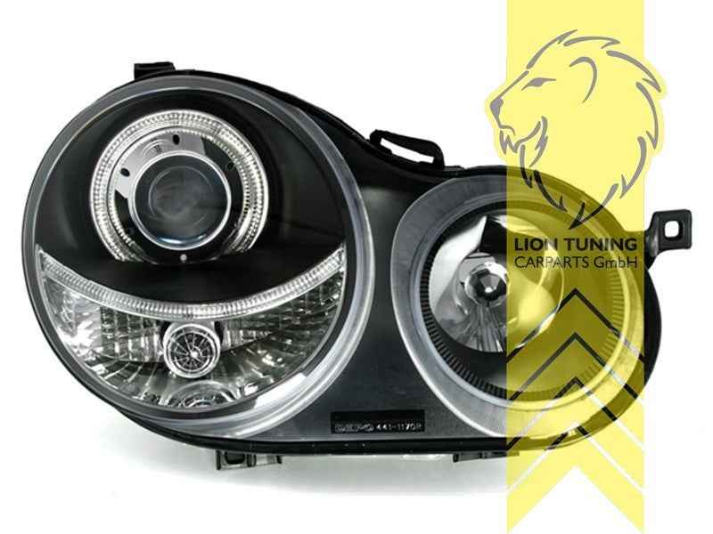 LTG Pair LED DRL Halo Lightbar Headlights VW Polo 9N 9N3 01-05 Black LHD