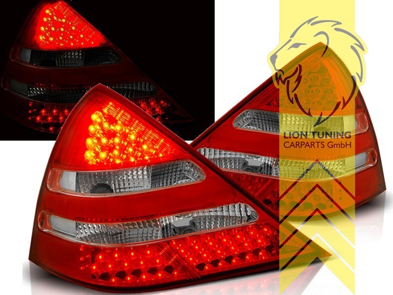 LT Pair LED Lightbar Rear Lights Tail Lamps Mercedes SLK R170 white chrome LHD