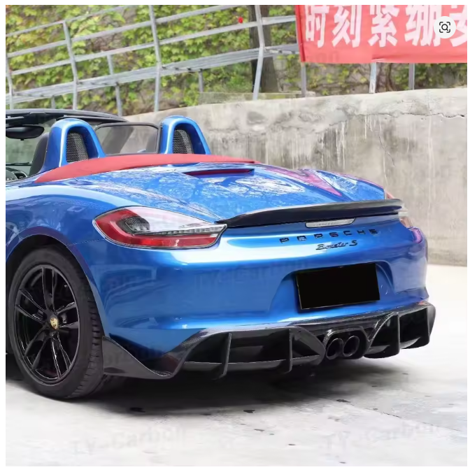 Porsche Boxster 981 Cayman 13-15 Rear Wing Spoiler Trunk Duckbill FRP Black