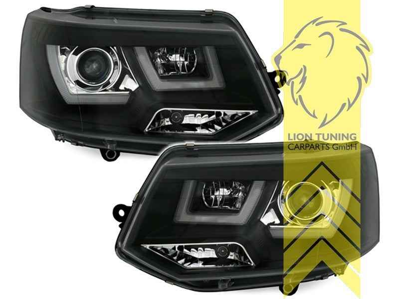 LTG Pair LED DRL U-Tube Headlights VW T5 Transporter FL T5.1 09-15 Bus black LHD