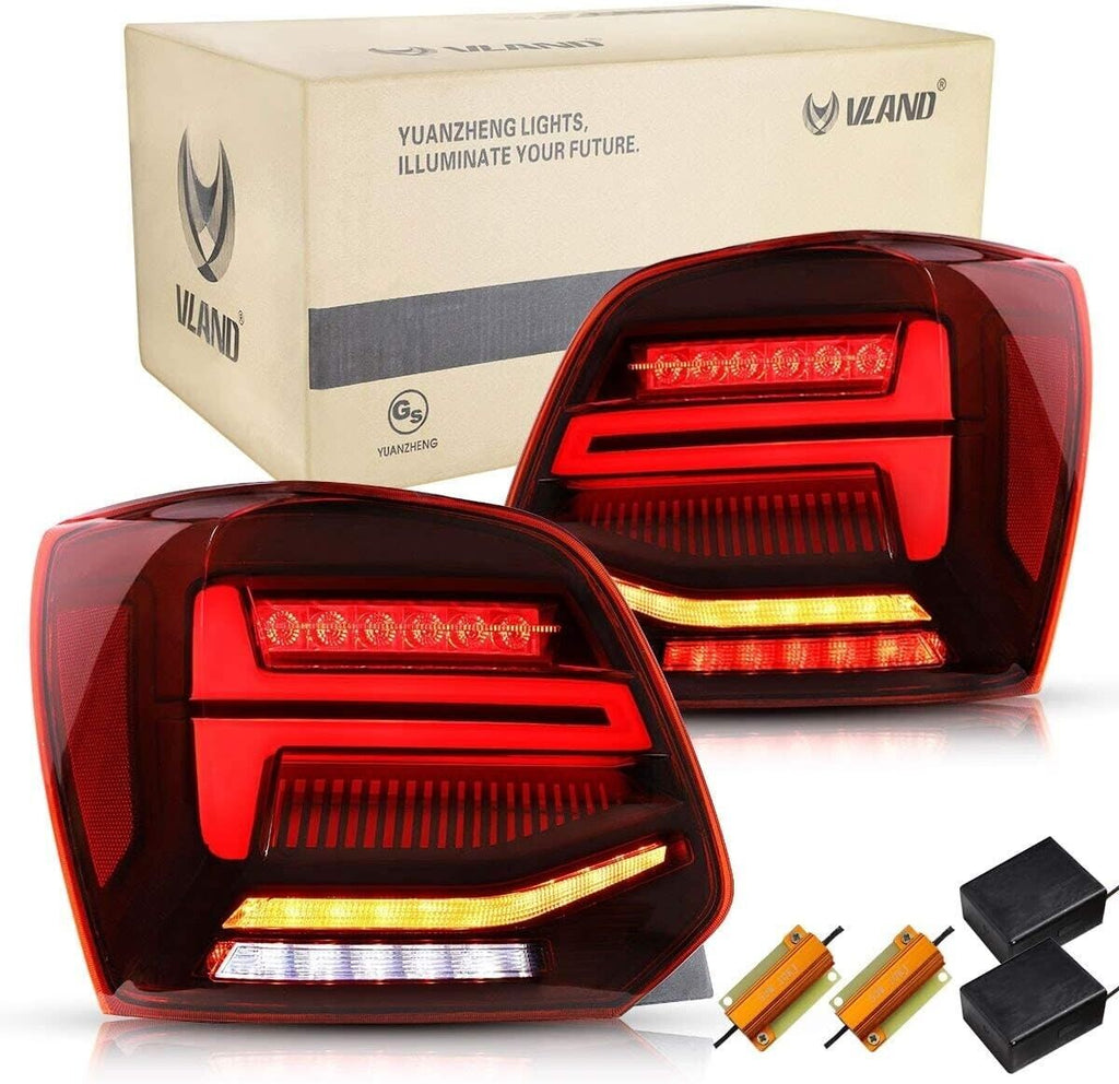 VLAND Pair Polo MK5 6R 6C TSI LWB SWB 09-17 Lightbar Sequential LED DYNAMIC Rear Lights RHD