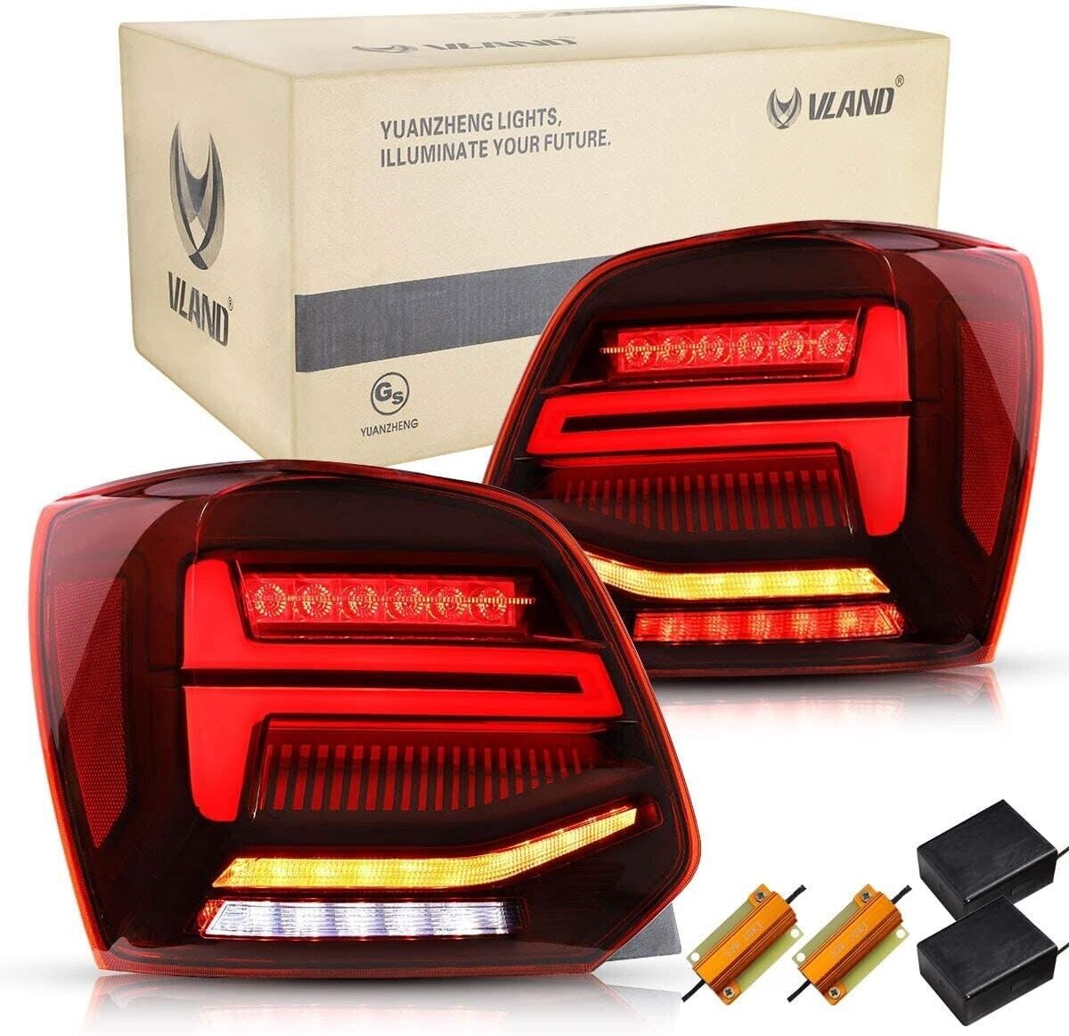 VLAND Pair Polo MK5 6R 6C TSI LWB SWB 09-17 Lightbar Sequential LED DYNAMIC Rear Lights RHD