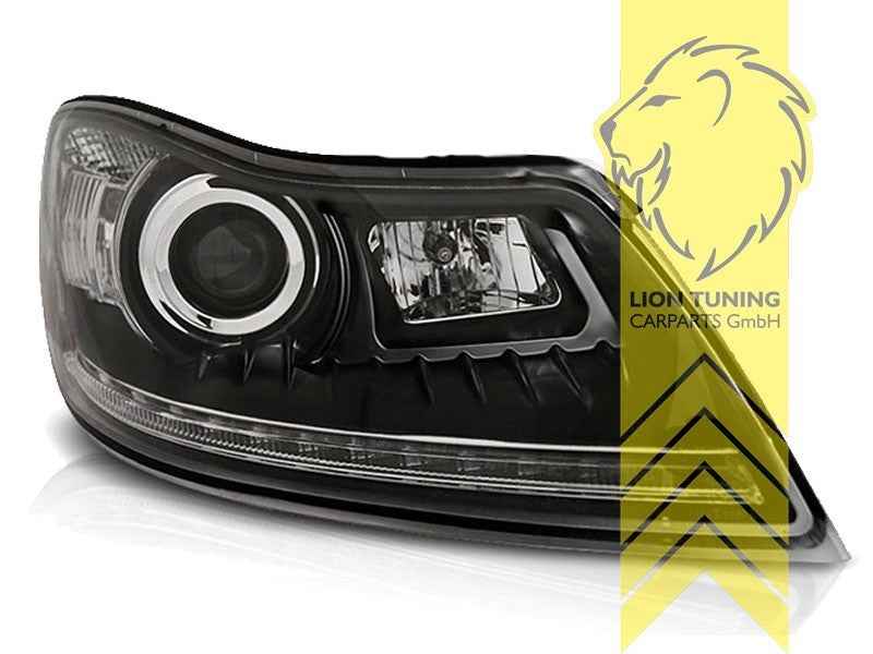 LTG Pair LED DRL Lightbar Headlights Skoda Octavia 2 1Z FL 1Z3 1Z5 09+ Black LHD