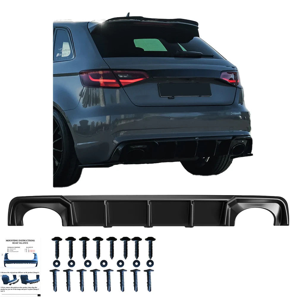 OW Rear Diffuser Diffusor AUDI RS3 Sportback 8V 2015-2016 Gloss Black