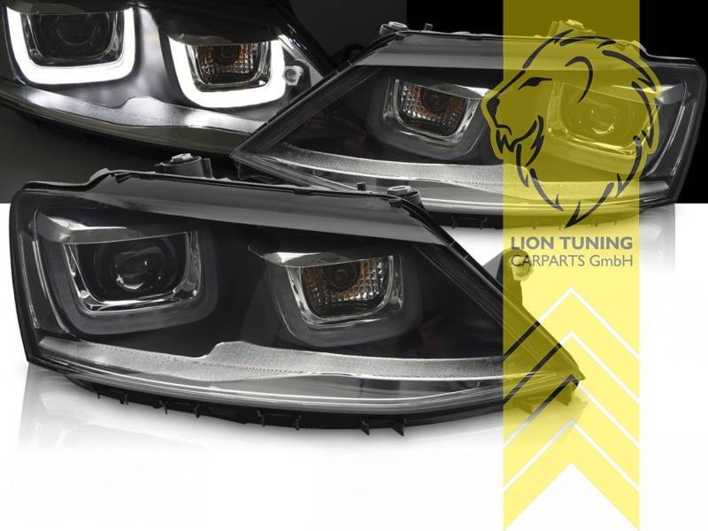 LTG Pair LED DRL Lightbar Headlights VW Jetta 6 162 11-18 black LHD EXPORT ONLY