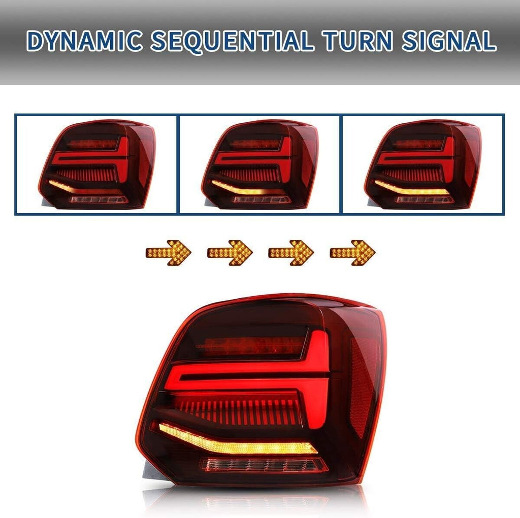 VLAND Pair Polo MK5 6R 6C TSI LWB SWB 09-17 Lightbar Sequential LED DYNAMIC Rear Lights RHD