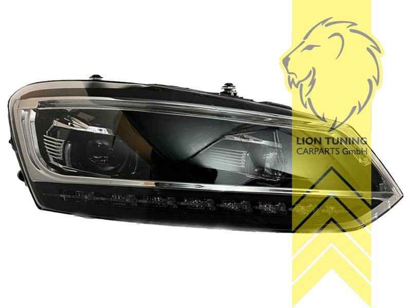 LT Pair LED DRL Halo Lightbar Headlights VW Polo 6R 6C 09-17 black LHD