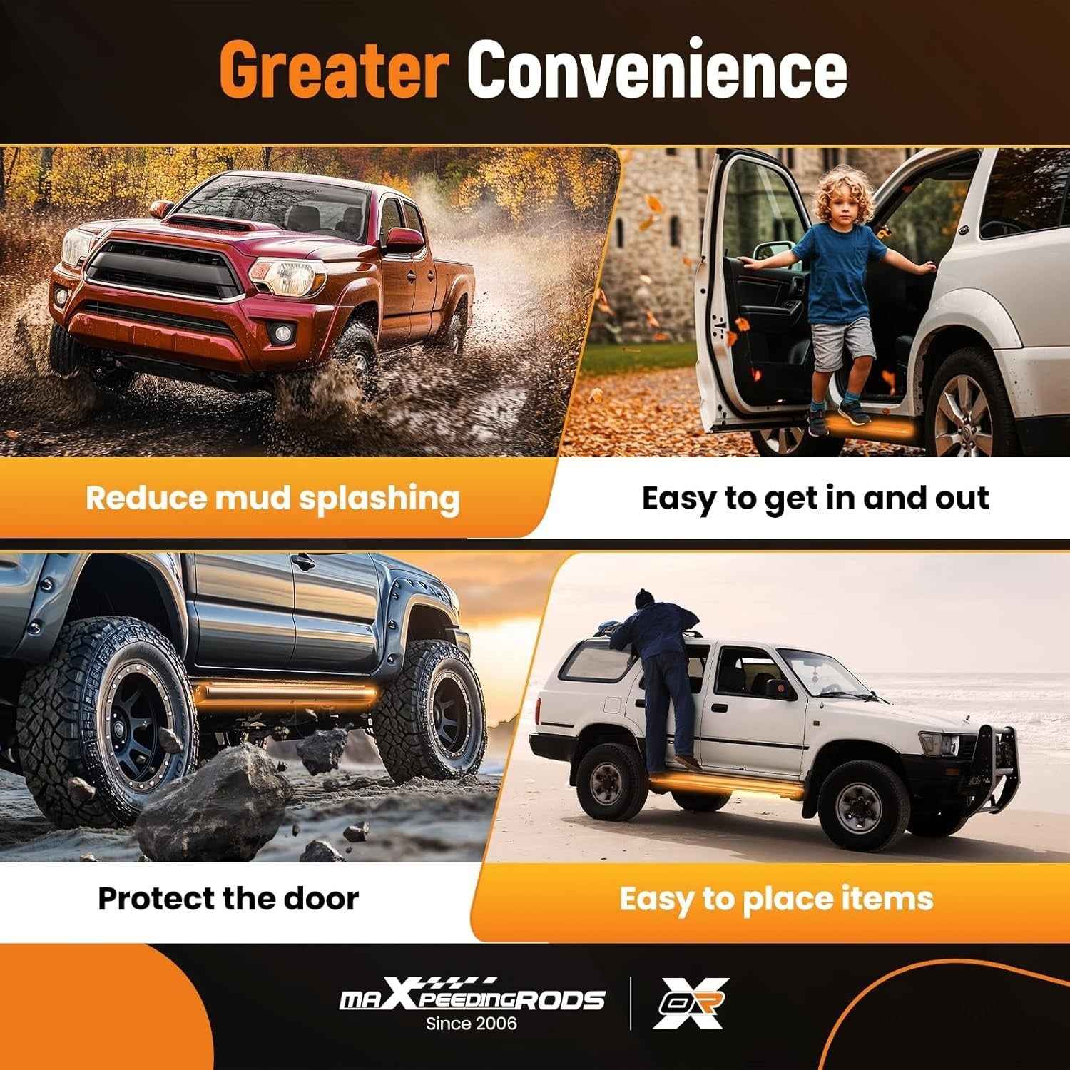 MXPR 2pc Side Steps Range Rover Sport Vogue L405 L494 13-22 Rails Running Boards