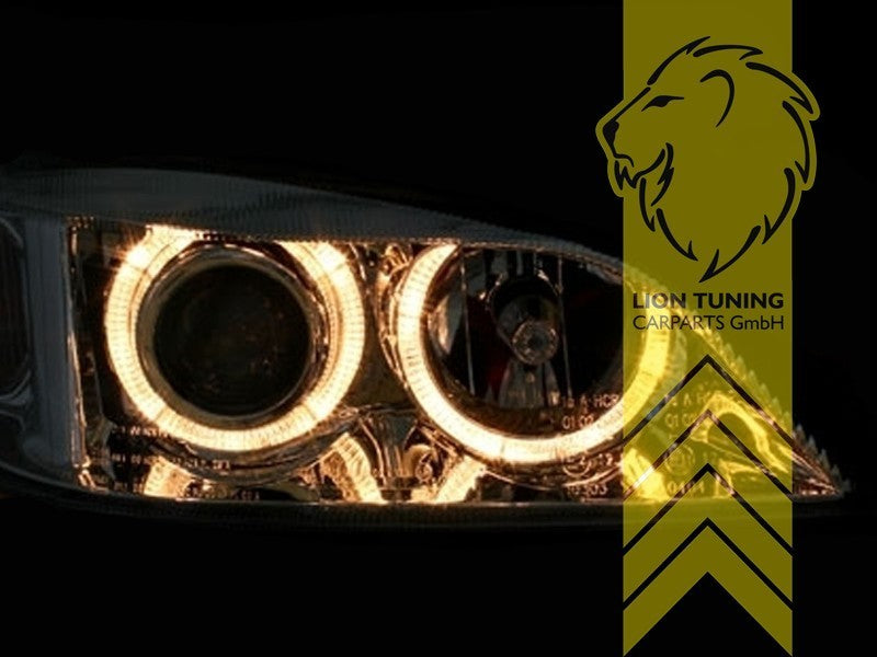 LT DEPO Pair LED DRL Halo Ring Headlights Opel Astra G black T98 F67 98-05 LHD
