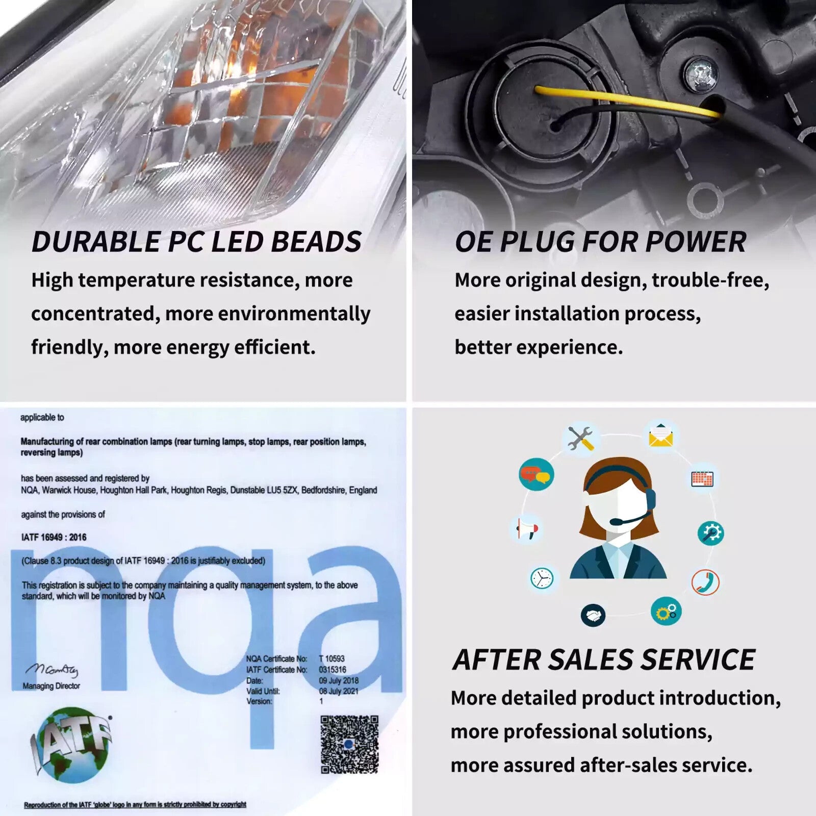 VLAND Pair 08-23 GT-R R35 LED DRL Halo Projector Headlights Lamps Chrome LHD