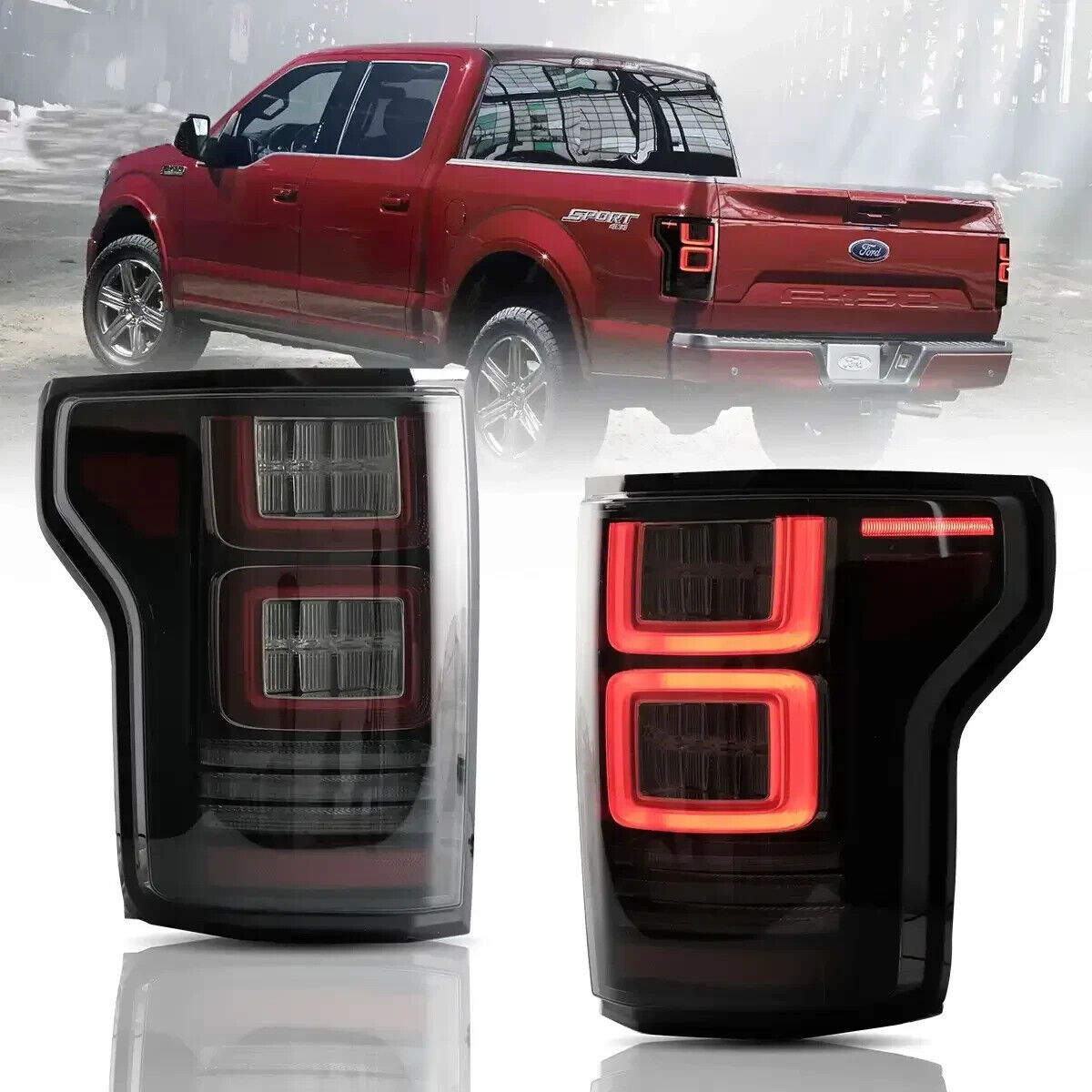 VLAND 15-20 Ford F150 13 P552 Lightbar LED DRL Rear Lights Tail Smoke DYNAMIC