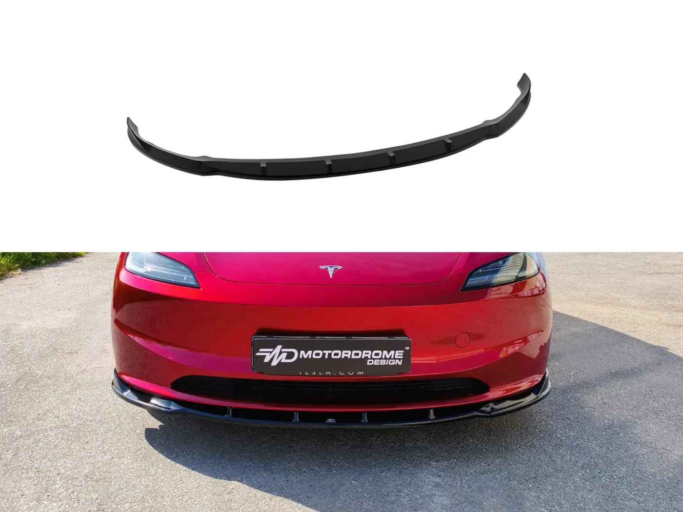 MTD Front Bumper Lower Splitter Spoiler Tesla Model 3 Mk1 FaceL Gloss Black ABS