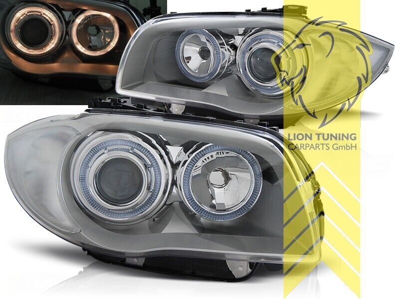 UK LT LED DRL Halo Eye headlights BMW E81 E82 Coupe E87 E88 Cabrio chrome LHD