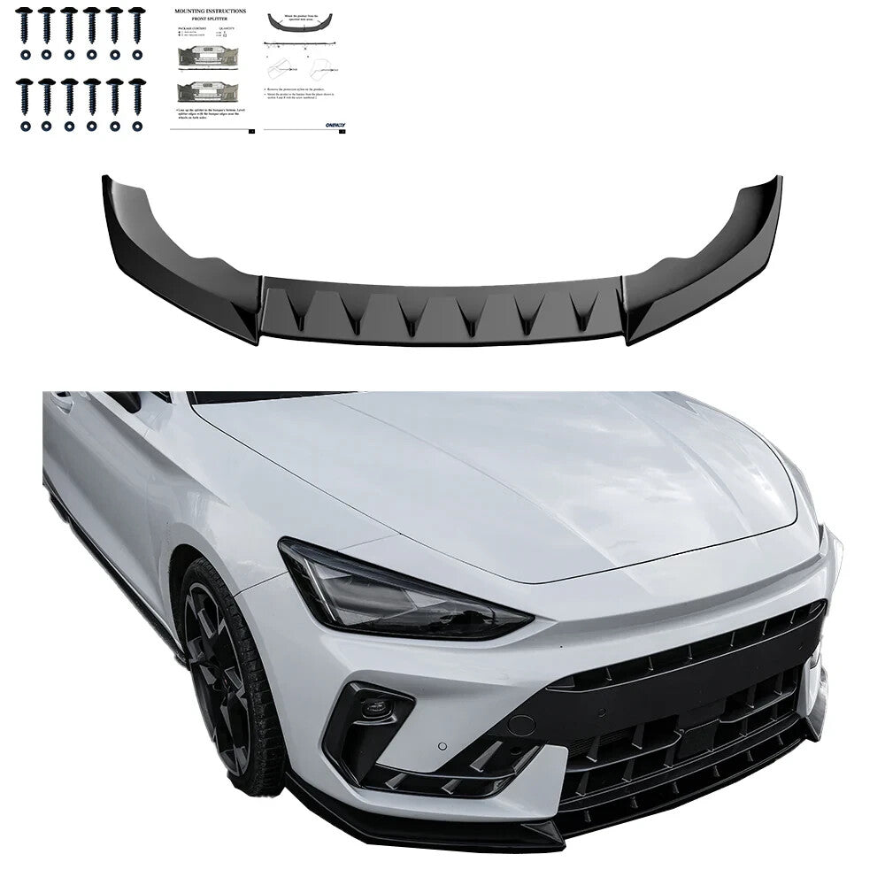 OW Front Bumper Splitter CUPRA Leon MK1 Facelift 2024+ TUV ABS Gloss Black