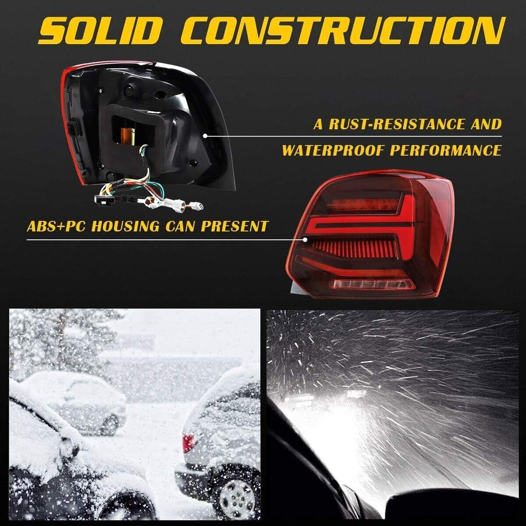VLAND Pair Polo MK5 6R 6C TSI LWB SWB 09-17 Lightbar Sequential LED DYNAMIC Rear Lights RHD