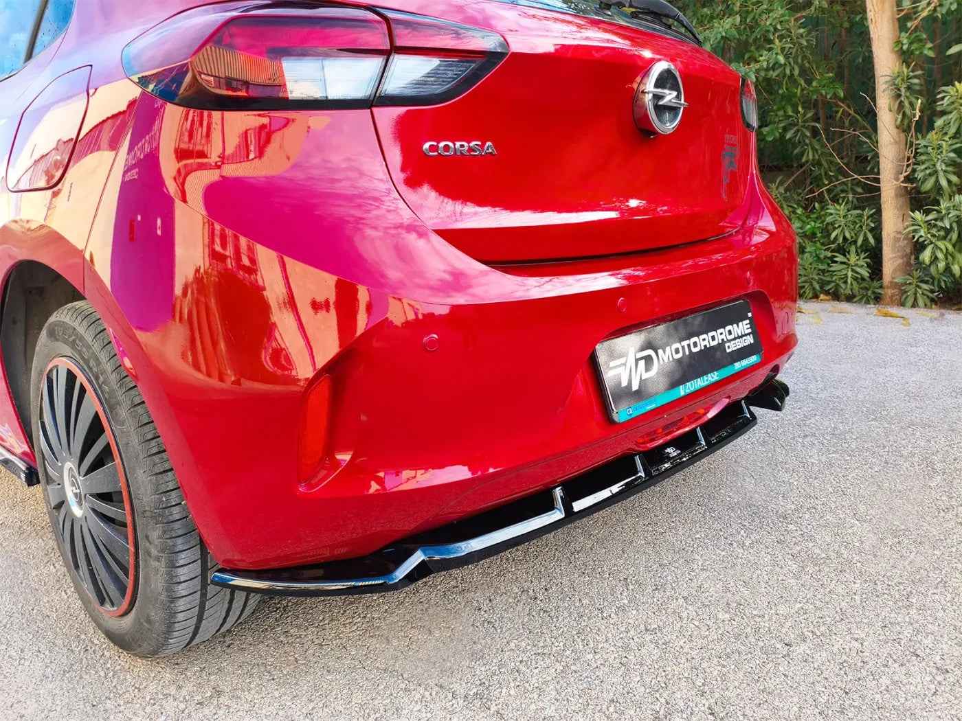 Motordrome Design Rear Bumper Splitter Diffusor Opel Corsa F 19+ Glossy Black