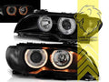 LTG DEPO Pair LED Halo Headlights BMW E46 Coupe Cabrio FL 03-07 black RHD / LHD