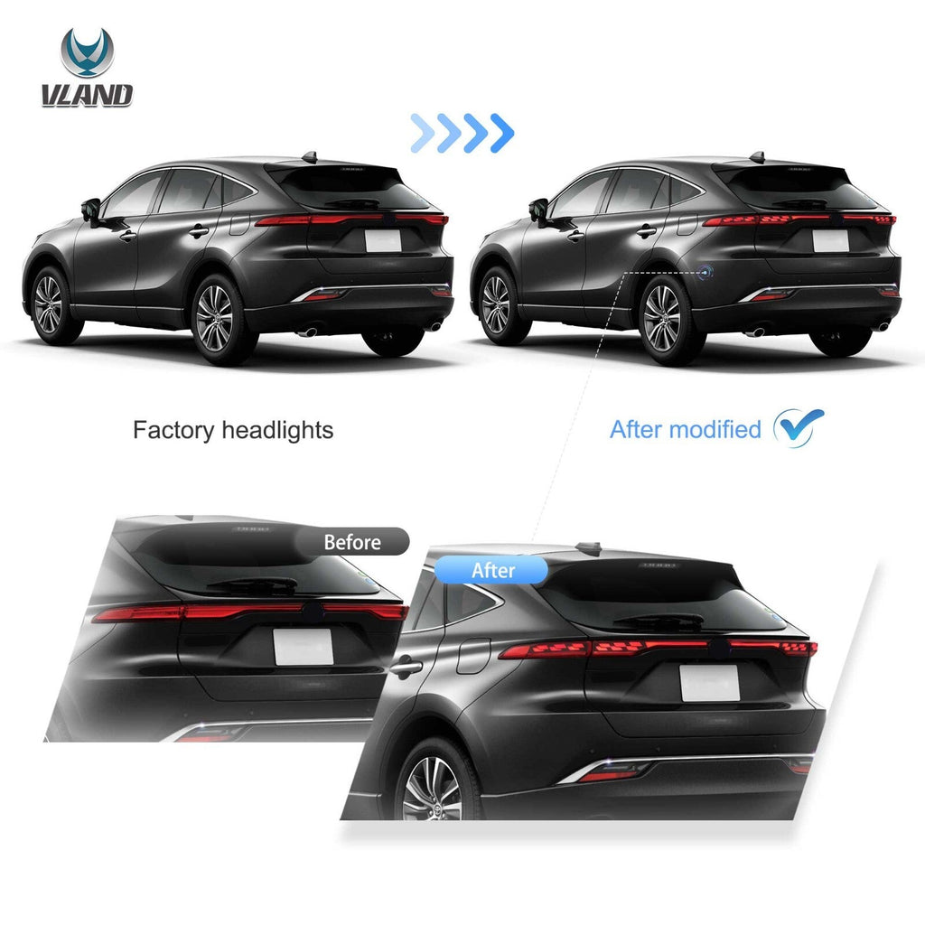 VLAND 2021–2024 Toyota Venza & Toyota Harrier Sequential Rear Tail Lamps Lights