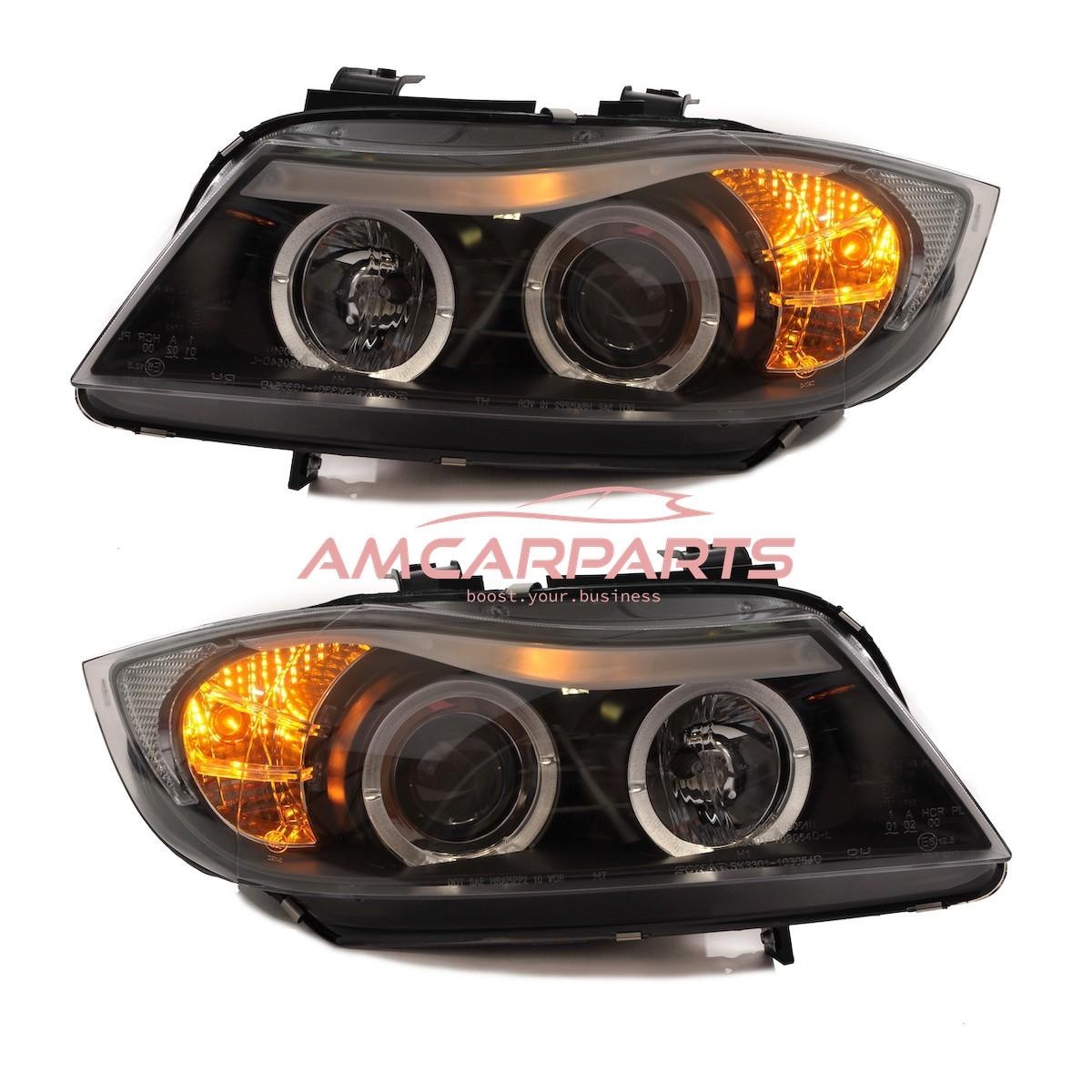 AMCP Pair LED Halo Ring Headlights BMW 3 E90 Sedan E91 Touring 05-12 LHD