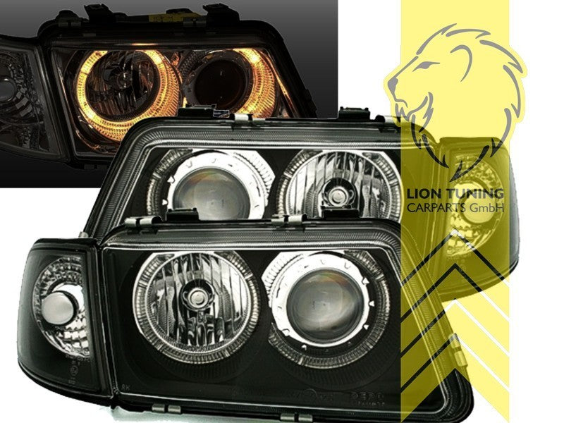 LTG Pair DEPO LED DRL Halo Ring Headlights Audi A3 8L 96-00 LHD